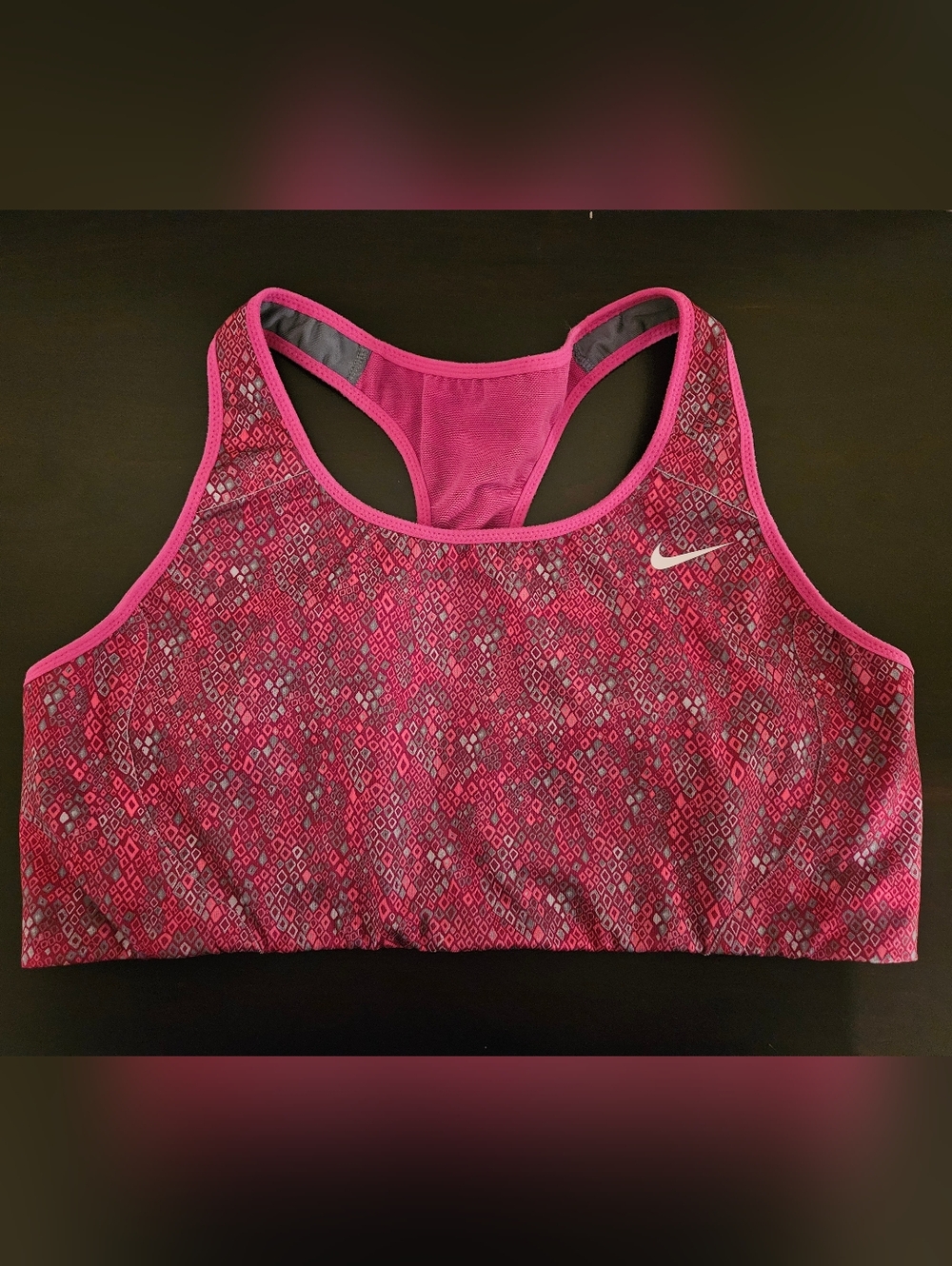 EUC Women's Nike Pink Geometric Racerback Sports Bra